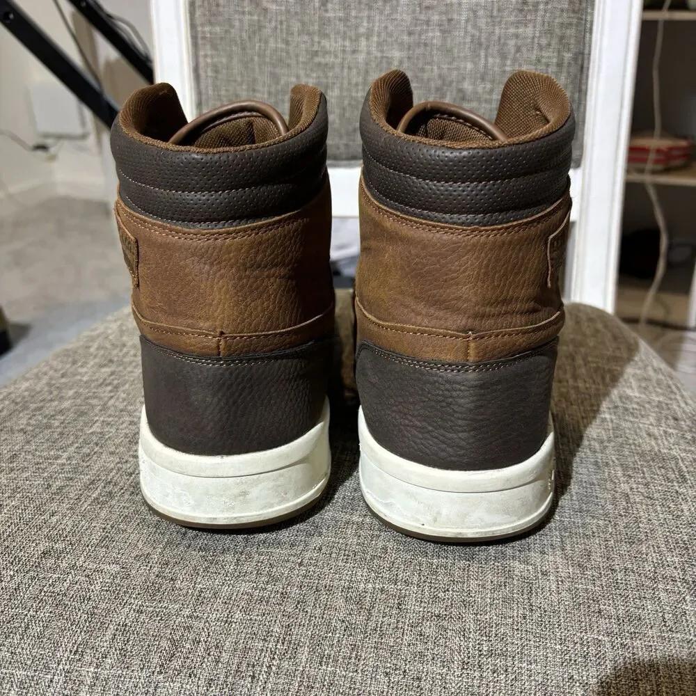 Levi’s Brown Faux Leather Lace Up High Top Sneakers Shoes Men Size 12